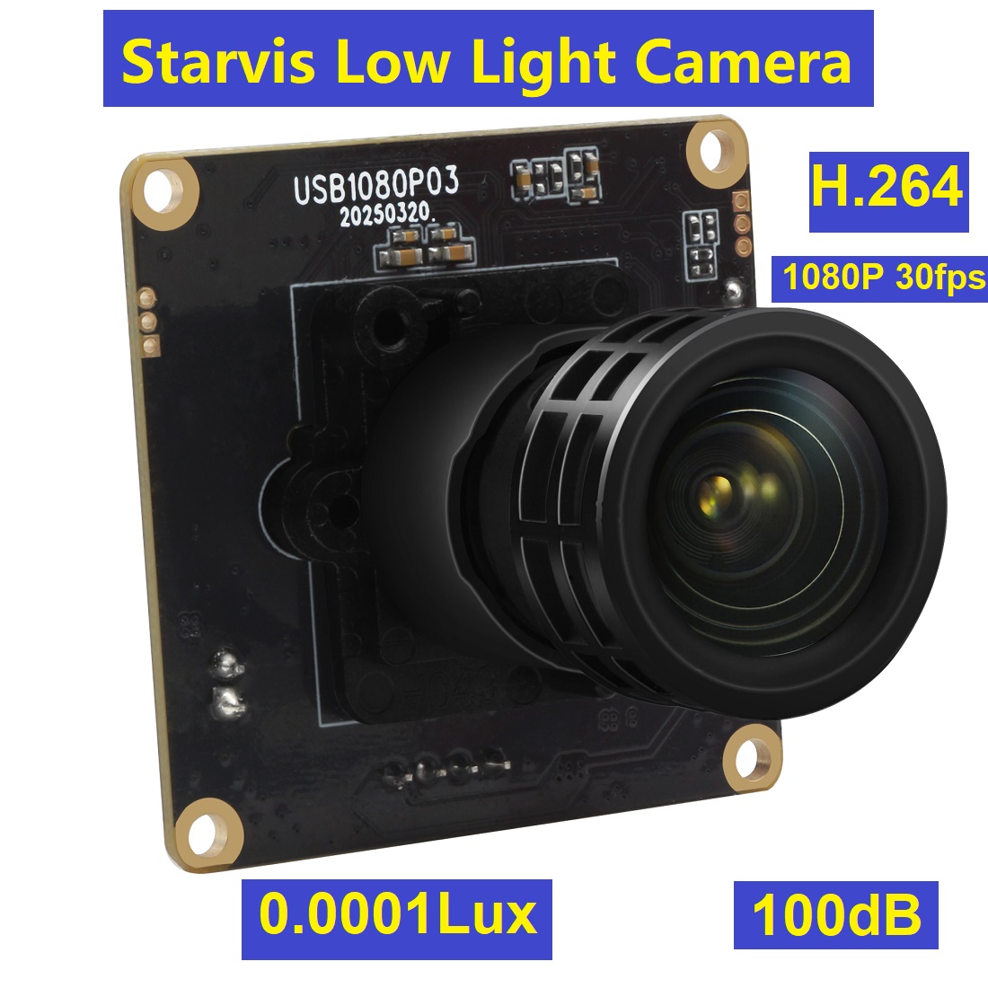 ELP Starvis Low Light Camera Module 0.0001Lux H.264 30fps 1080P USB Camera 100dB SNR for UAVs/Vehicles